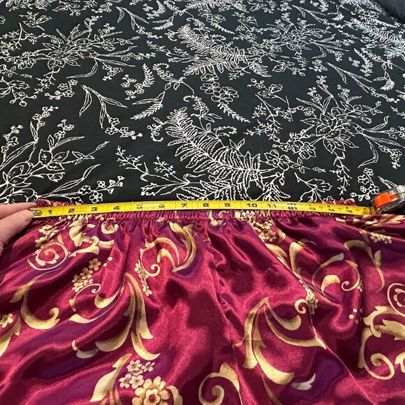 Morgan Taylor Burgundy and Gold Floral Satin Pajama Set - Picture 11 of 13